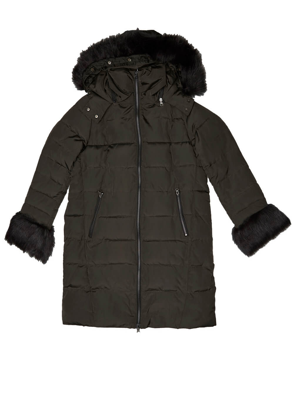 Parka com pelo no capuz e manga para mulher da Md`m