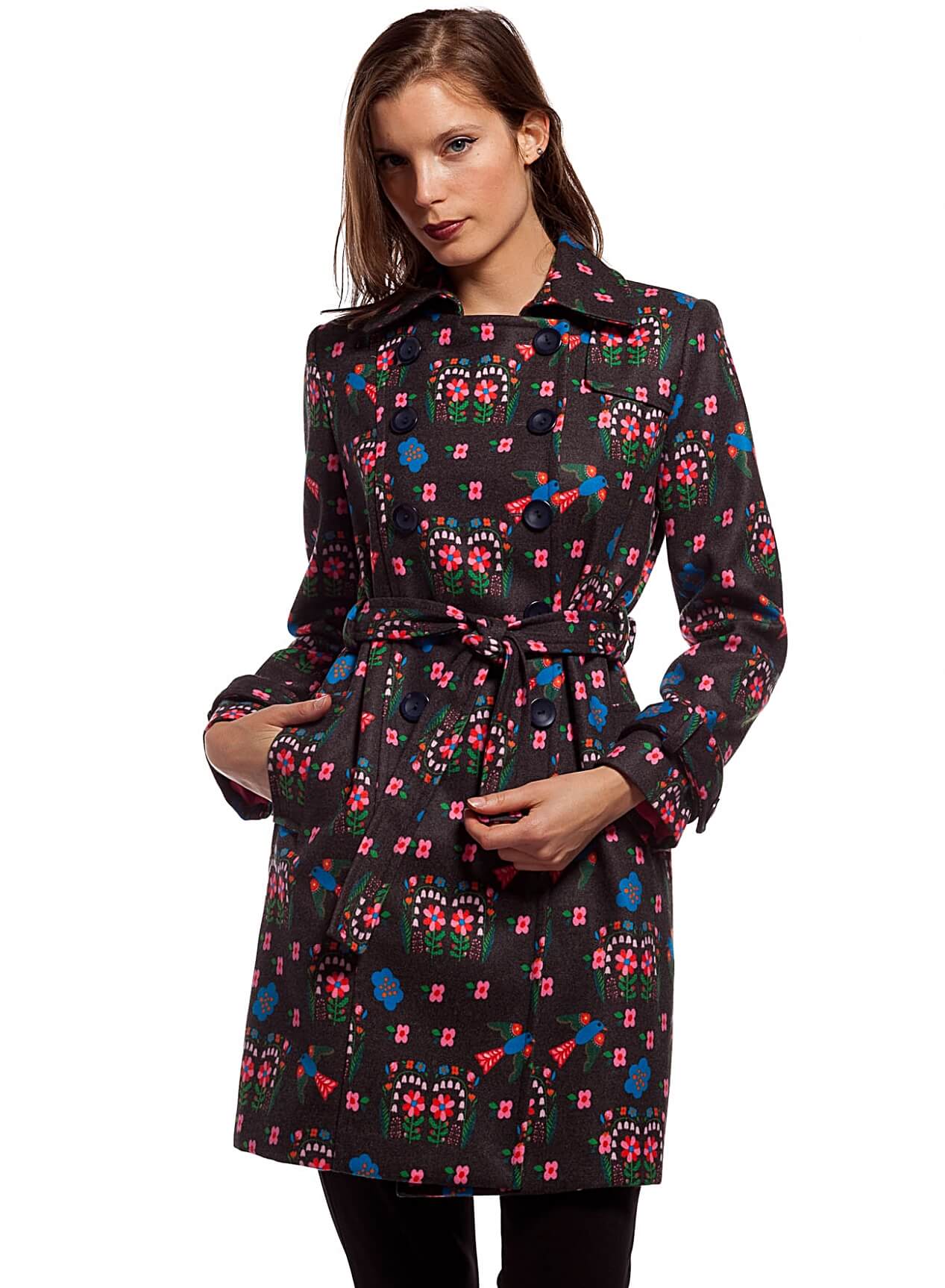 Gabardina estampada com flores para mulher da Rosalita McGee