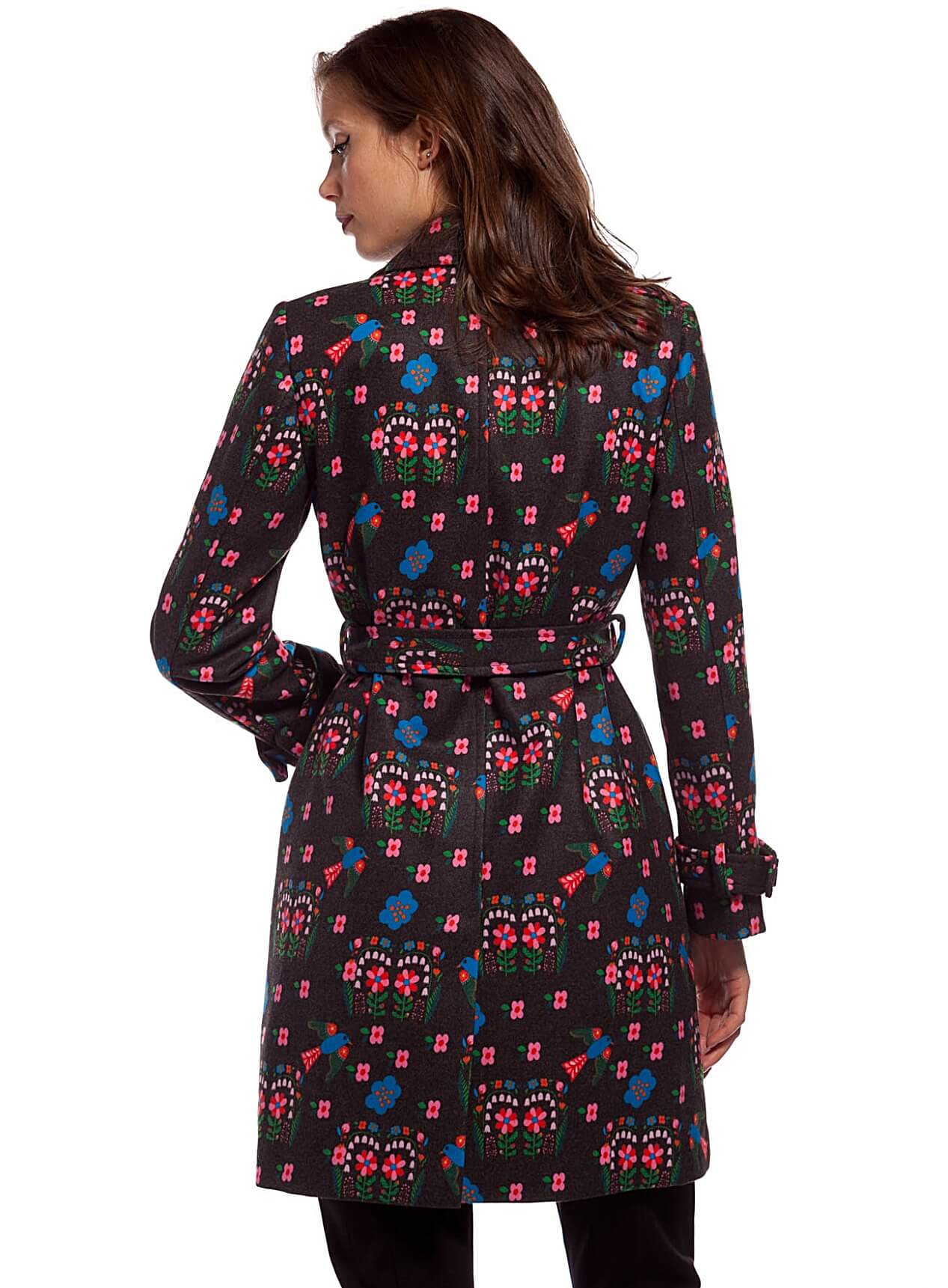 Costas da gabardina estampada com flores para mulher da Rosalita McGee