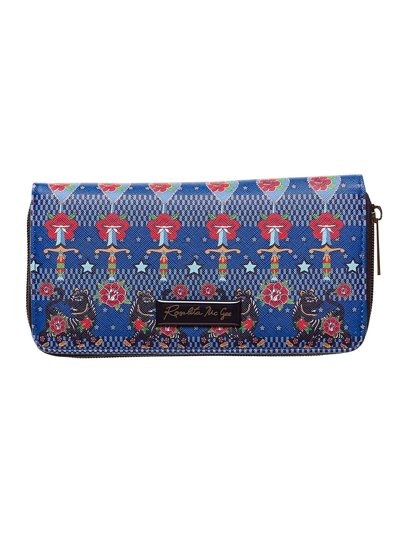 Porta moedas com print azul para mulher da Rosalita