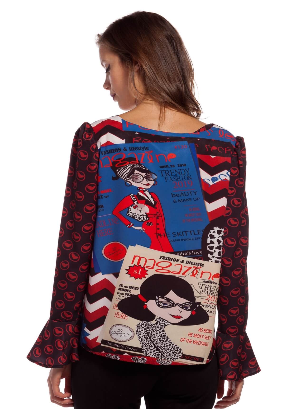 Costas da blusa com mix de estampados para mulher da Rosalita McGee