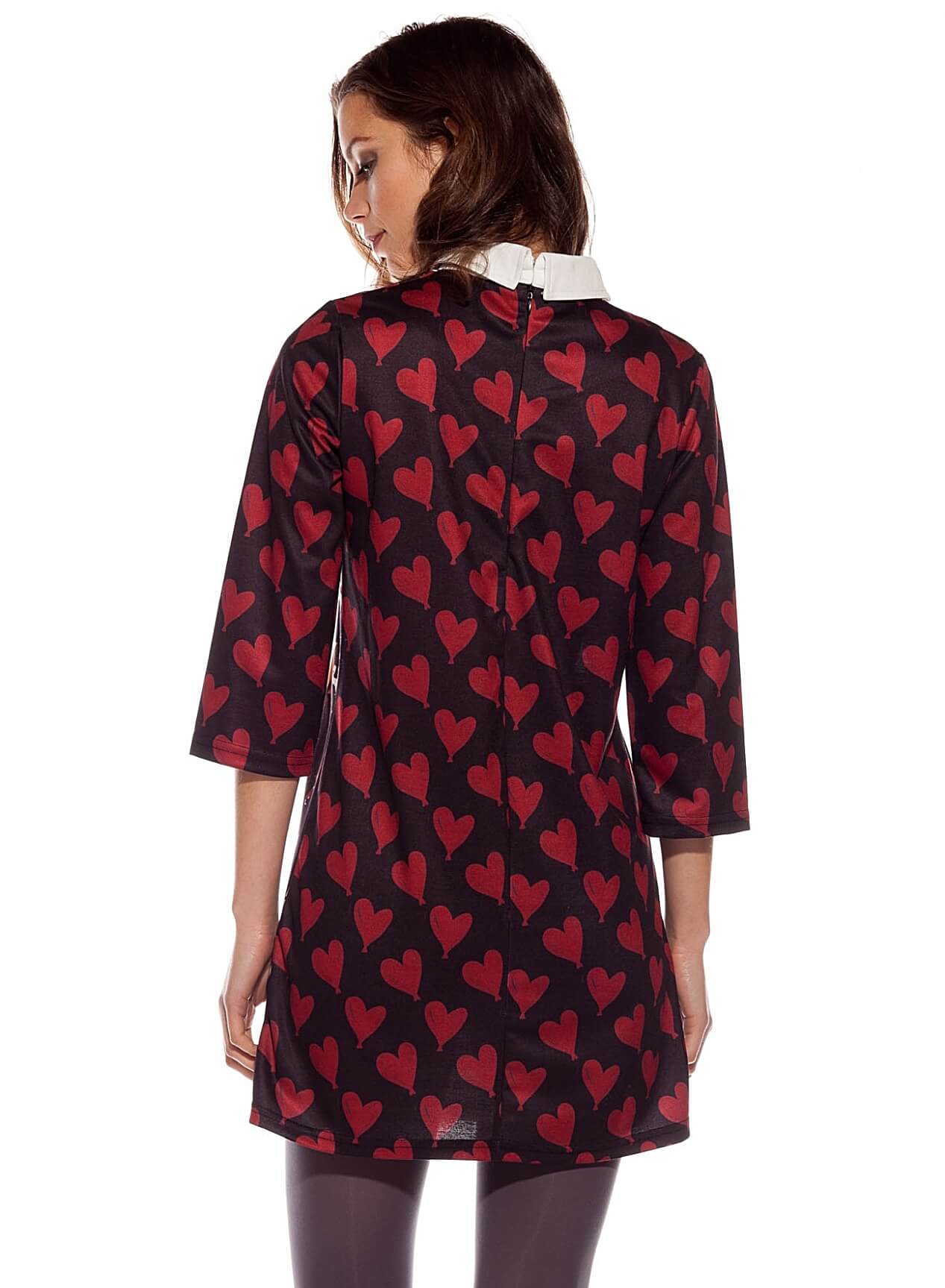 Costas de vestido / túnica estampado em tons de vermelho com manga 3/4 da Rosalita