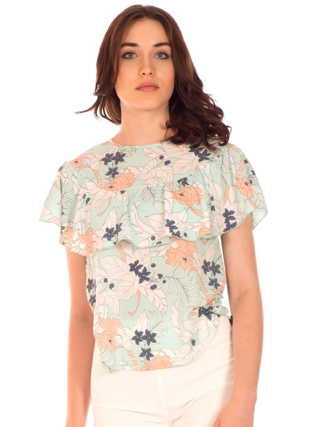 Tope print floral com folho da Minueto