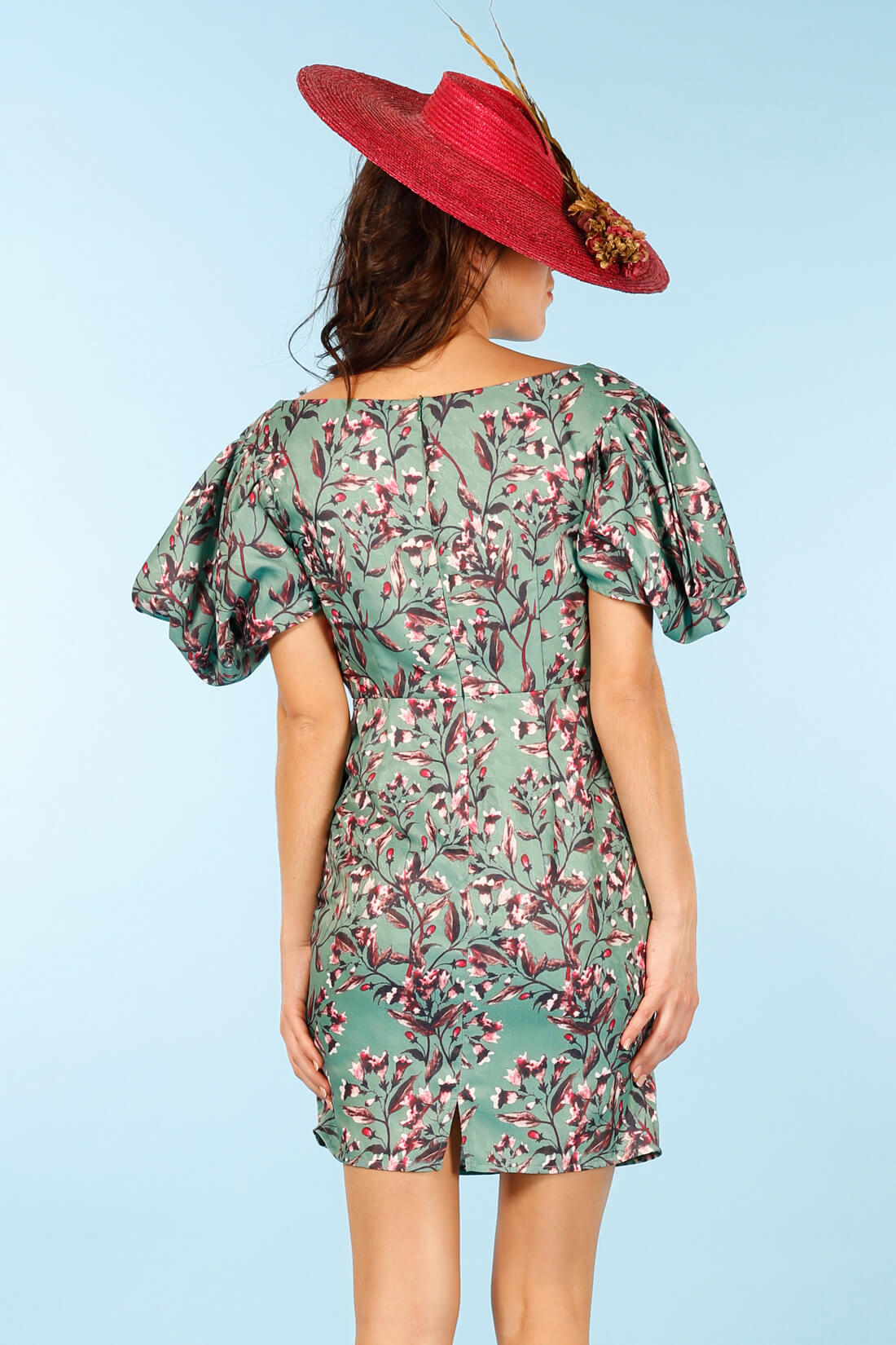 Vestido print floral com manga franzida da Minueto