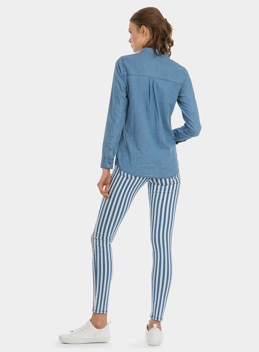 Camisa de ganga clara para mulher da Tiffosi