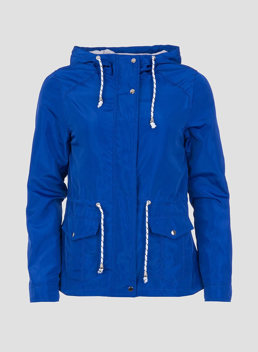 Parka azulão com capuz e cordões para mulher da Tiffosi