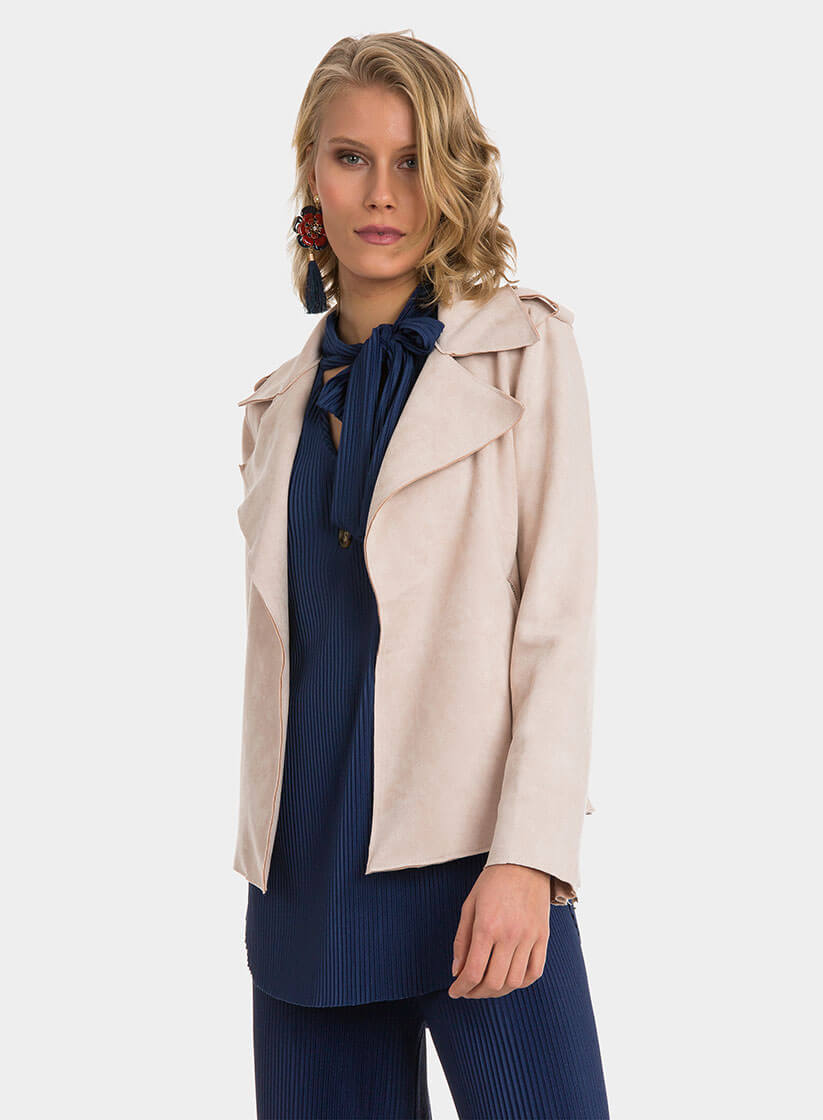 Blusão em suede nude para mulher da Tiffosi