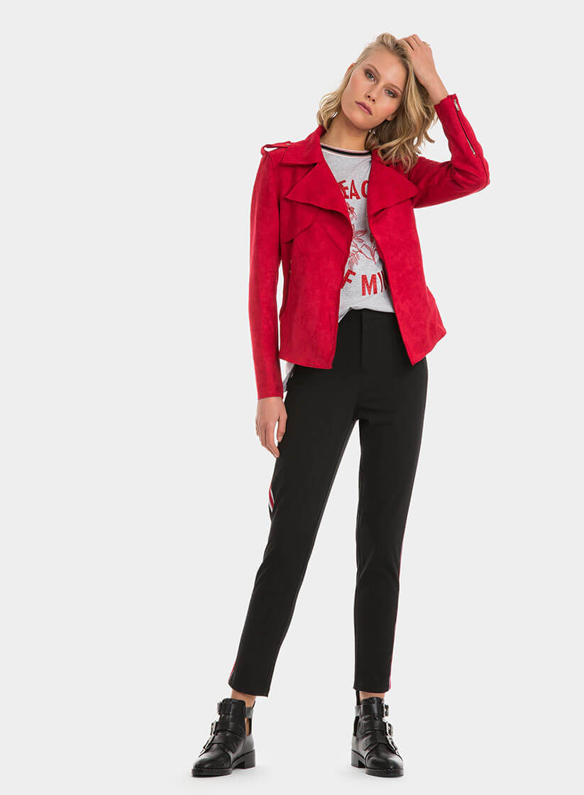 Blusão em suede vermelho para mulher da Tiffosi