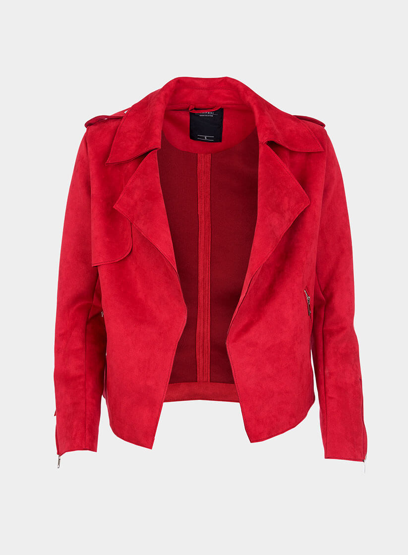 Blusão em suede vermelho para mulher da Tiffosi