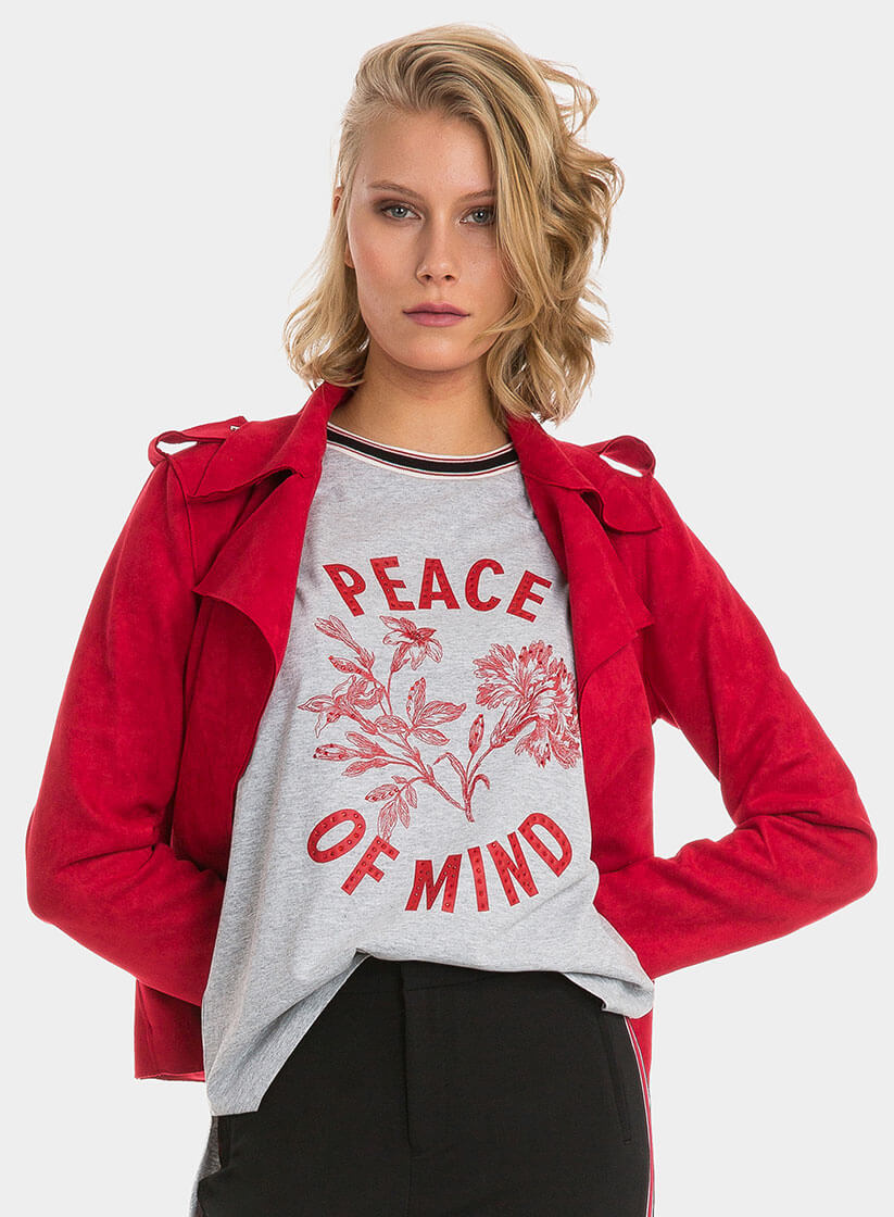 Blusão em suede vermelho para mulher da Tiffosi