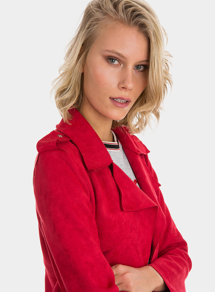 Blusão em suede vermelho para mulher da Tiffosi