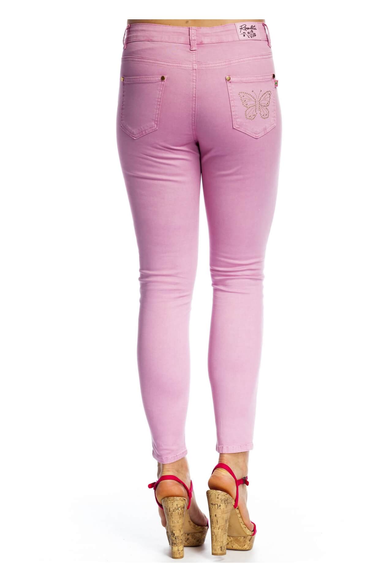 Jeans fucsia skinny com tachas para mulher da Rosalita Mc Gee