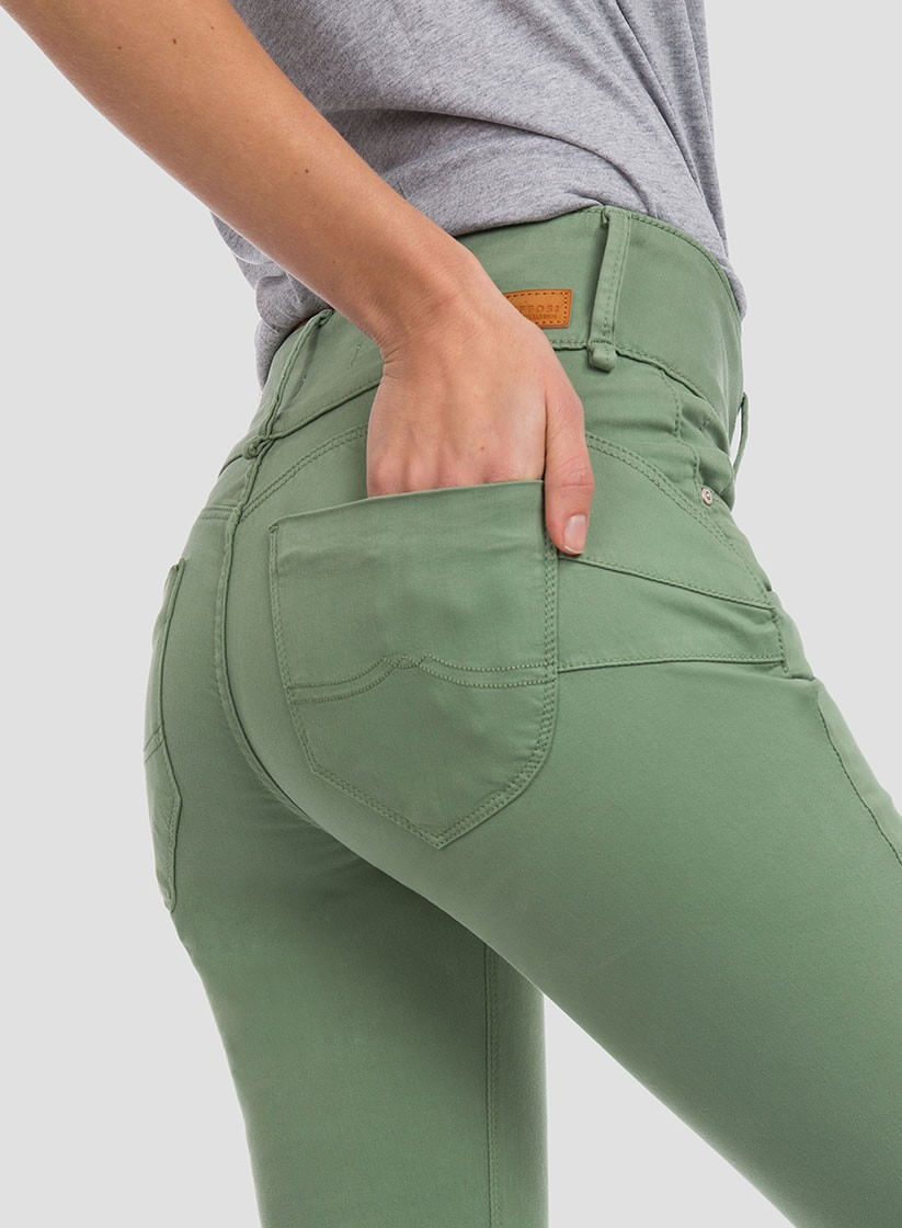 Calças sarja double up verdes para mulher da Tiffosi