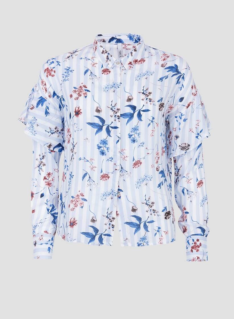 Camisa print floral/risca com folho da Tiffosi