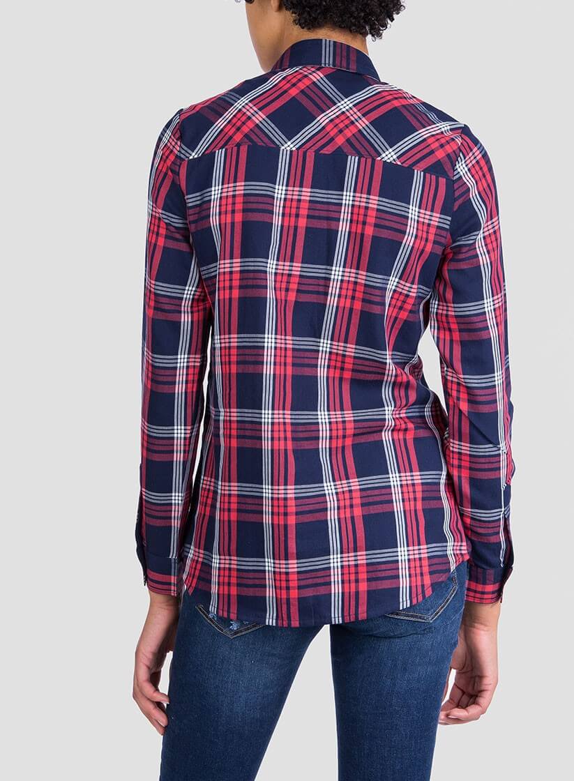 Camisa de xadrez vermelho e branco para mulher da Tiffosi