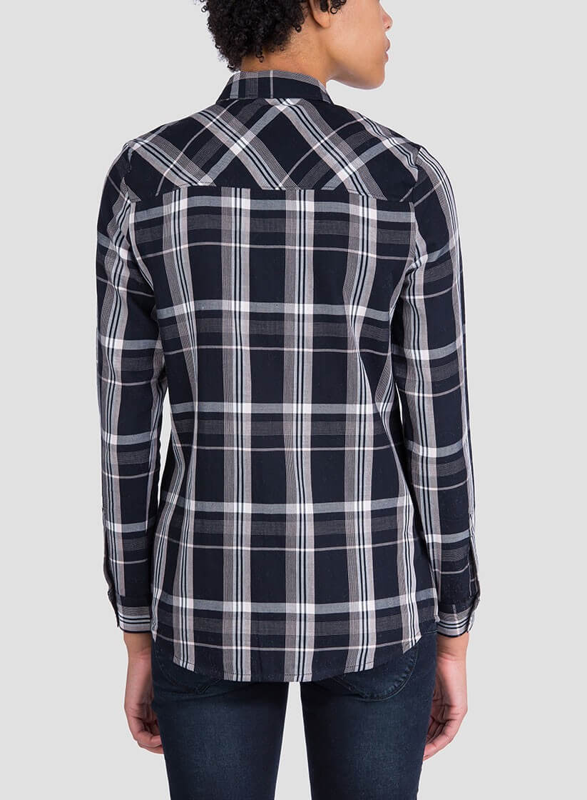 Camisa de xadrez preto para mulher da Tiffosi