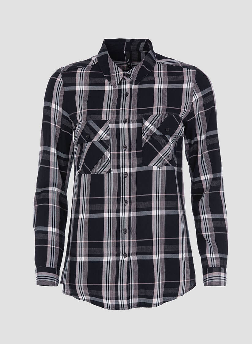 Camisa de xadrez preto para mulher da Tiffosi