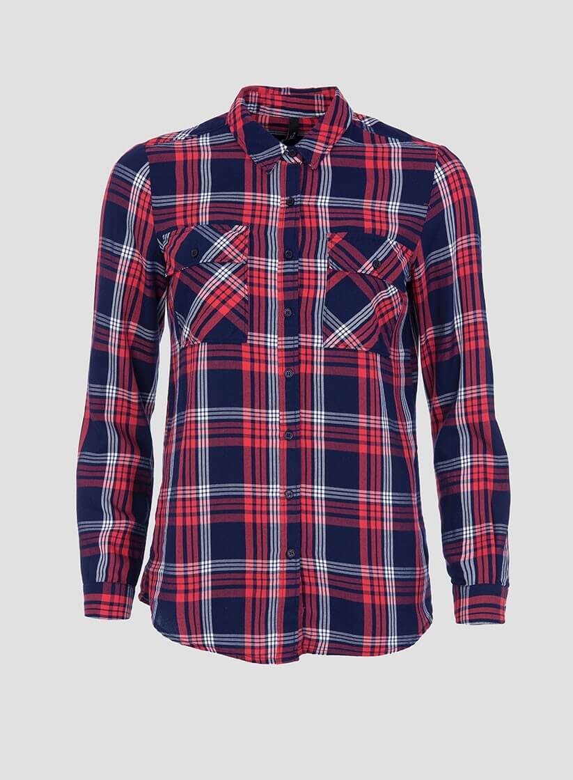 Camisa de xadrez vermelho e branco para mulher da Tiffosi