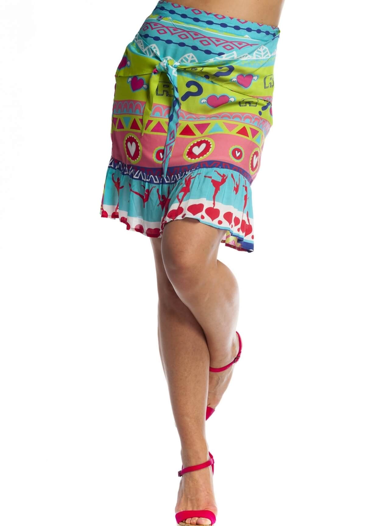 Saia com print decorativo e laço da Rosalita Mc Gee