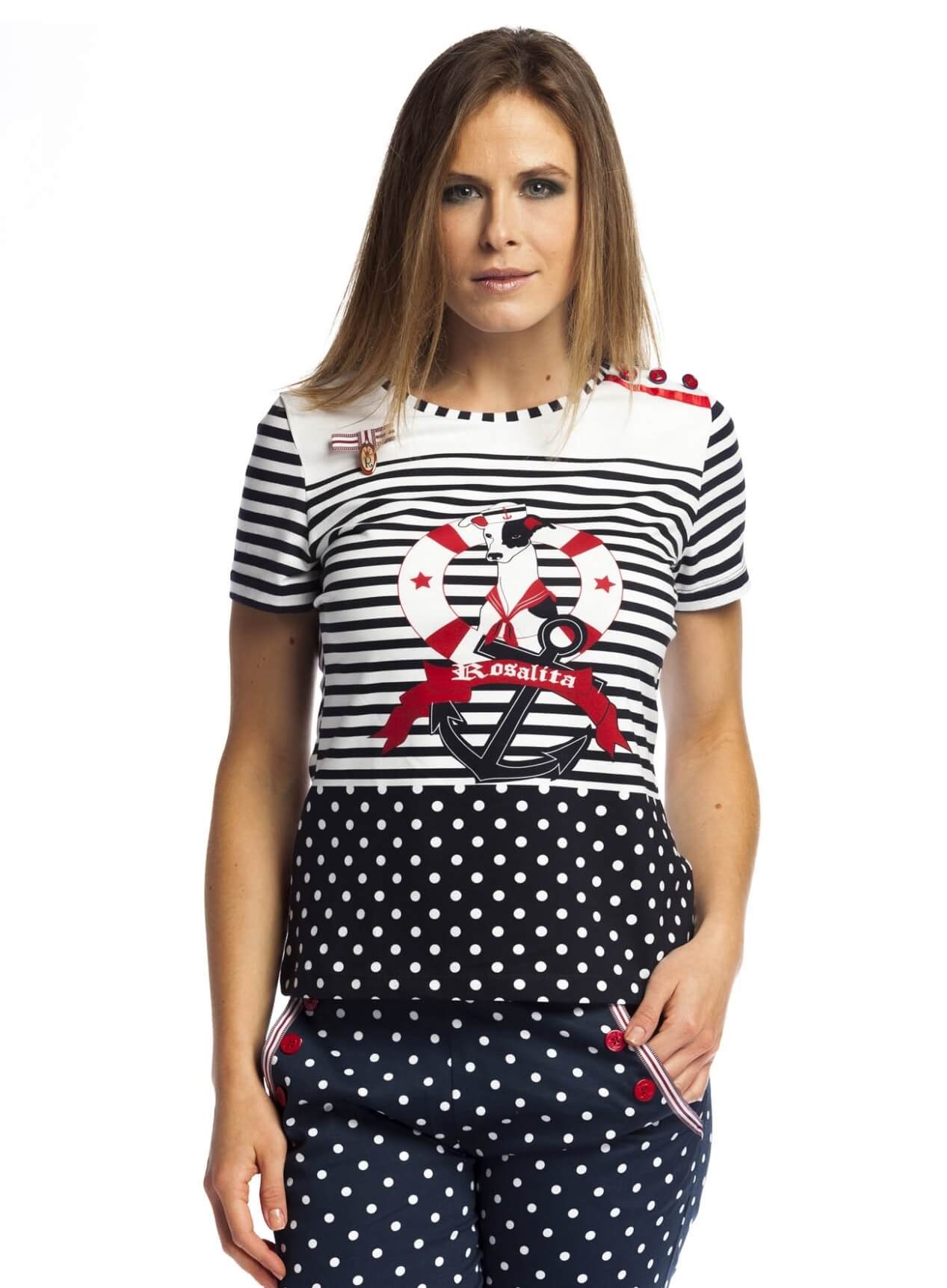 T´shirt com motivos nauticos para mulher da Rosalita Mc Gee