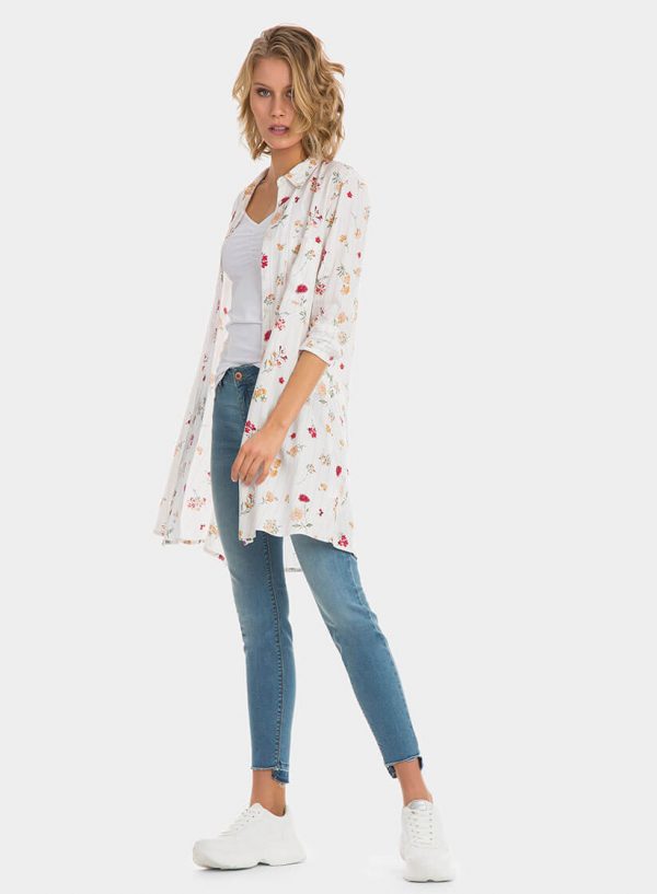 Túnica comprida com print floral para mulher da Tiffosi