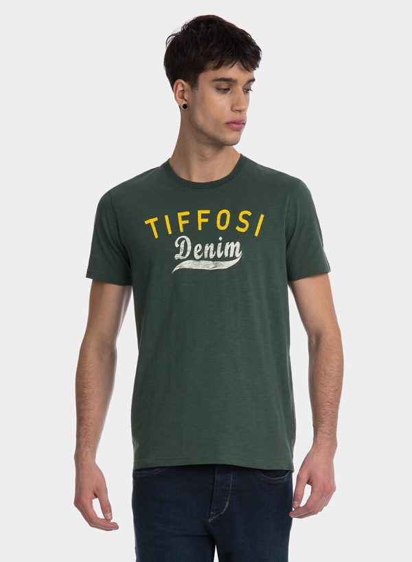 T-shirt verde com texto amarelo para homem da Tiffosi