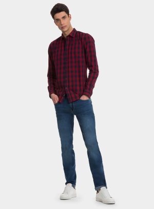 Camisa slim fit bordo em xadrez para homem da Tiffosi