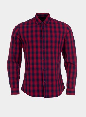 Camisa slim fit bordo em xadrez para homem da Tiffosi