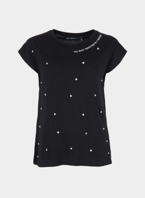 T-shirt preta com brilhantes para mulher da Tiffosi