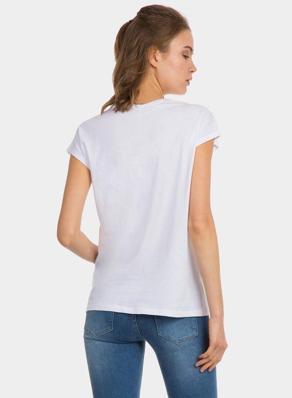 T-shirt branca com brilhantes para mulher da Tiffosi