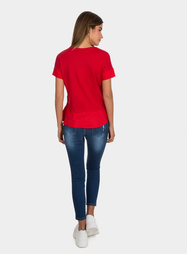 T-shirt vermelha combinada para mulher da Tiffosi