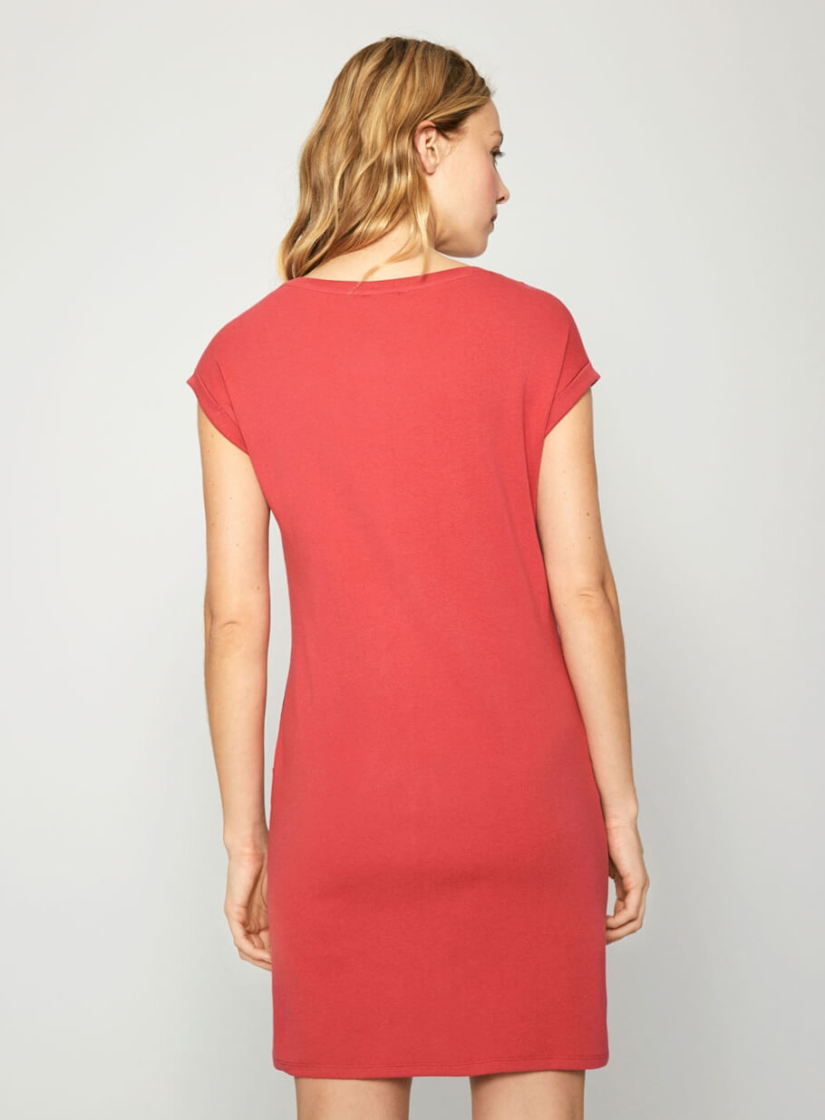 Vestido vermelho de malha com bolso da Surkana