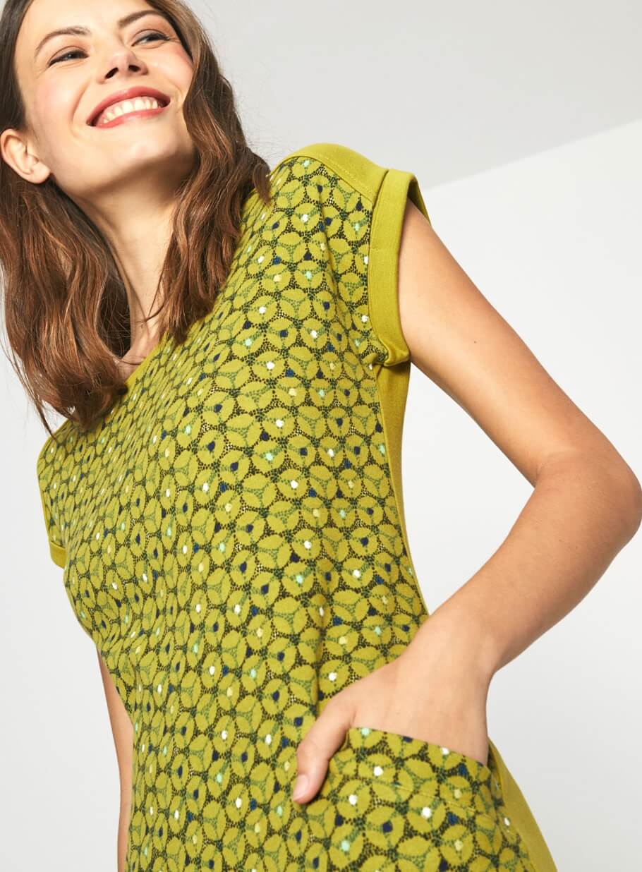 Vestido verde de malha com bolso da Surkana