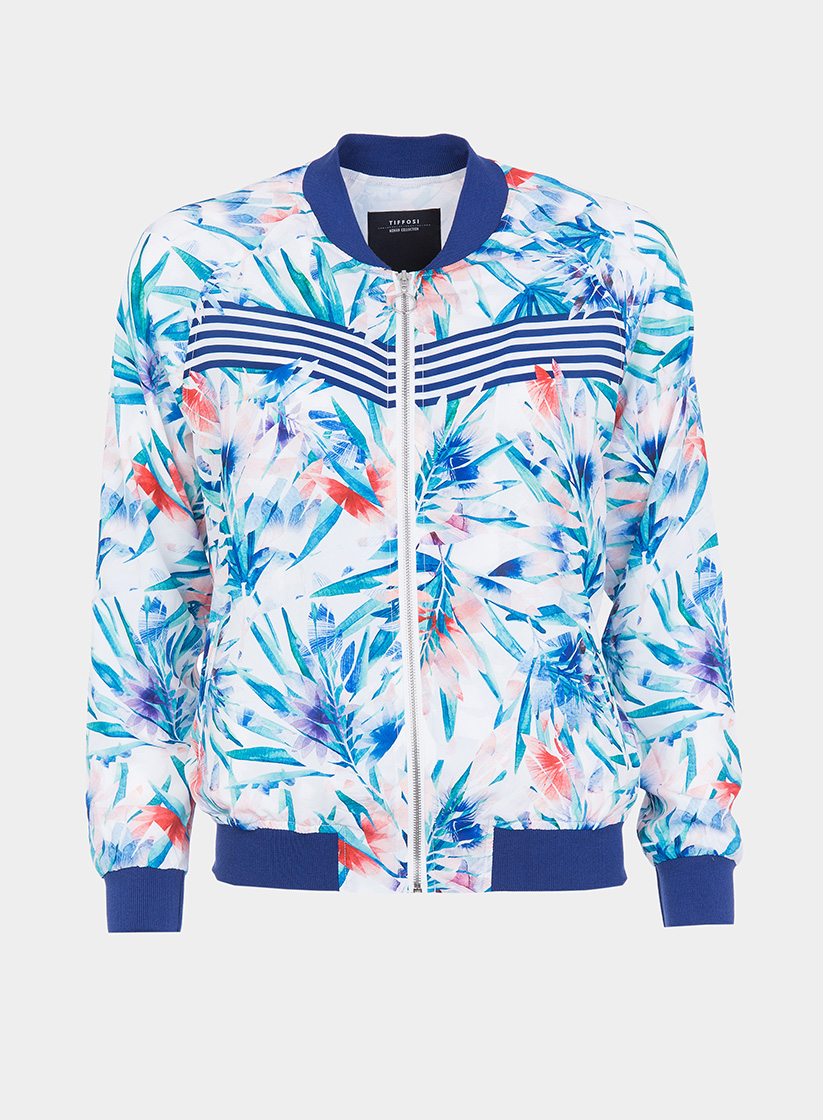 Bomber branco com print floral da Tiffosi