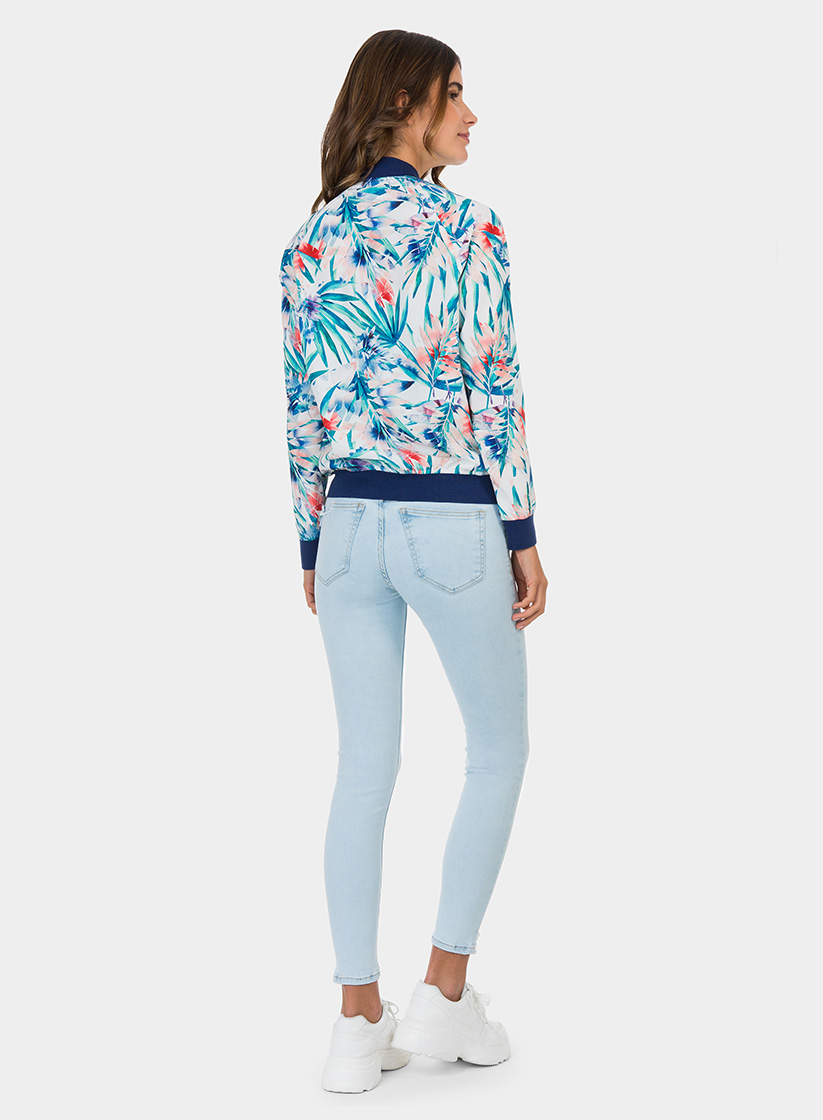 Bomber branco com print floral da Tiffosi