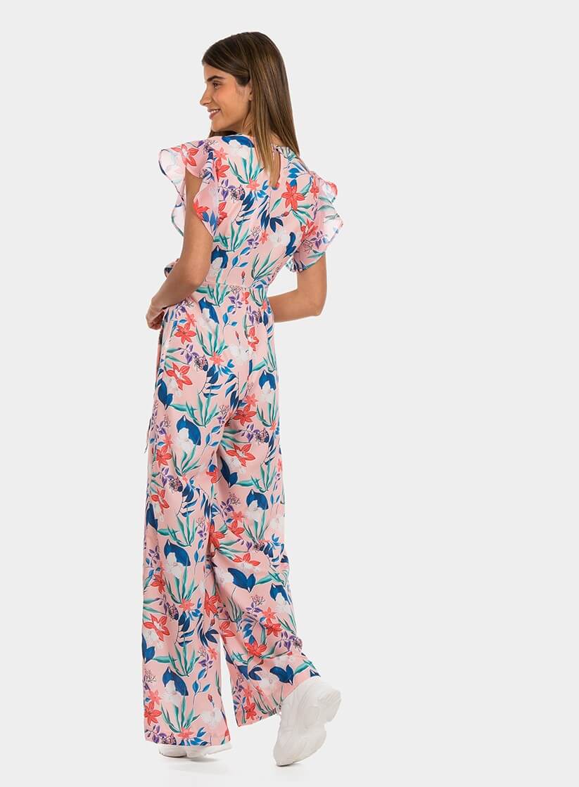Macacão rosa estampado floral da Tiffosi