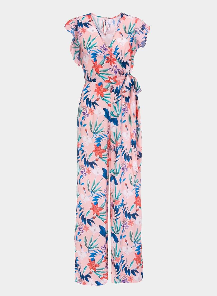 Macacão rosa estampado floral da Tiffosi