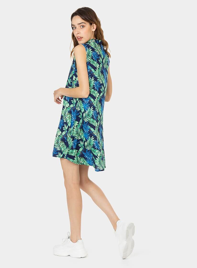 Vestido cavas com print folhas da Tiffosi