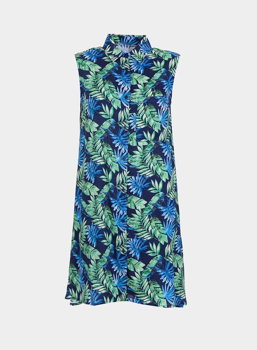 Vestido cavas com print folhas da Tiffosi