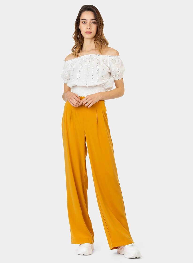 Calças largas em amarelo para mulher da Tiffosi