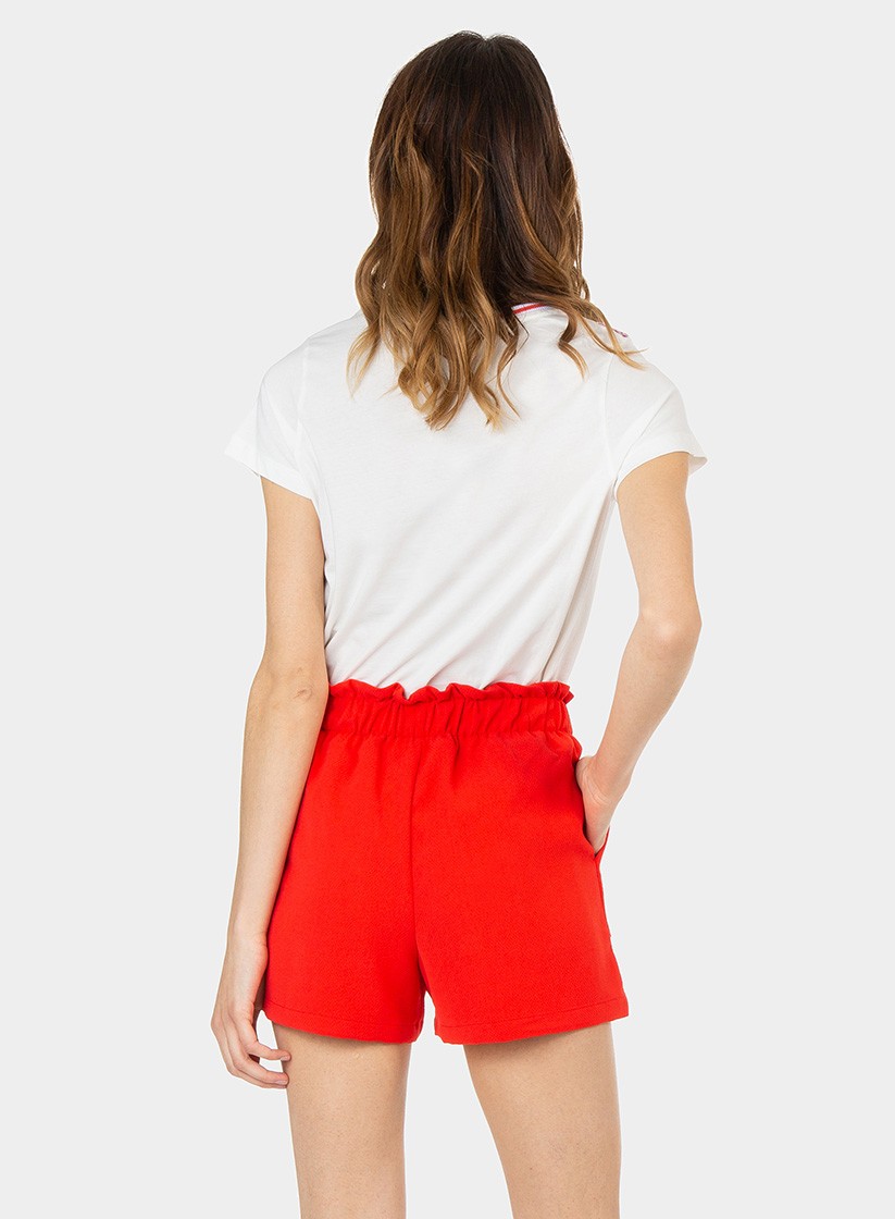 Calção vermelho com bolsos grandes para mulher da Tiffosi