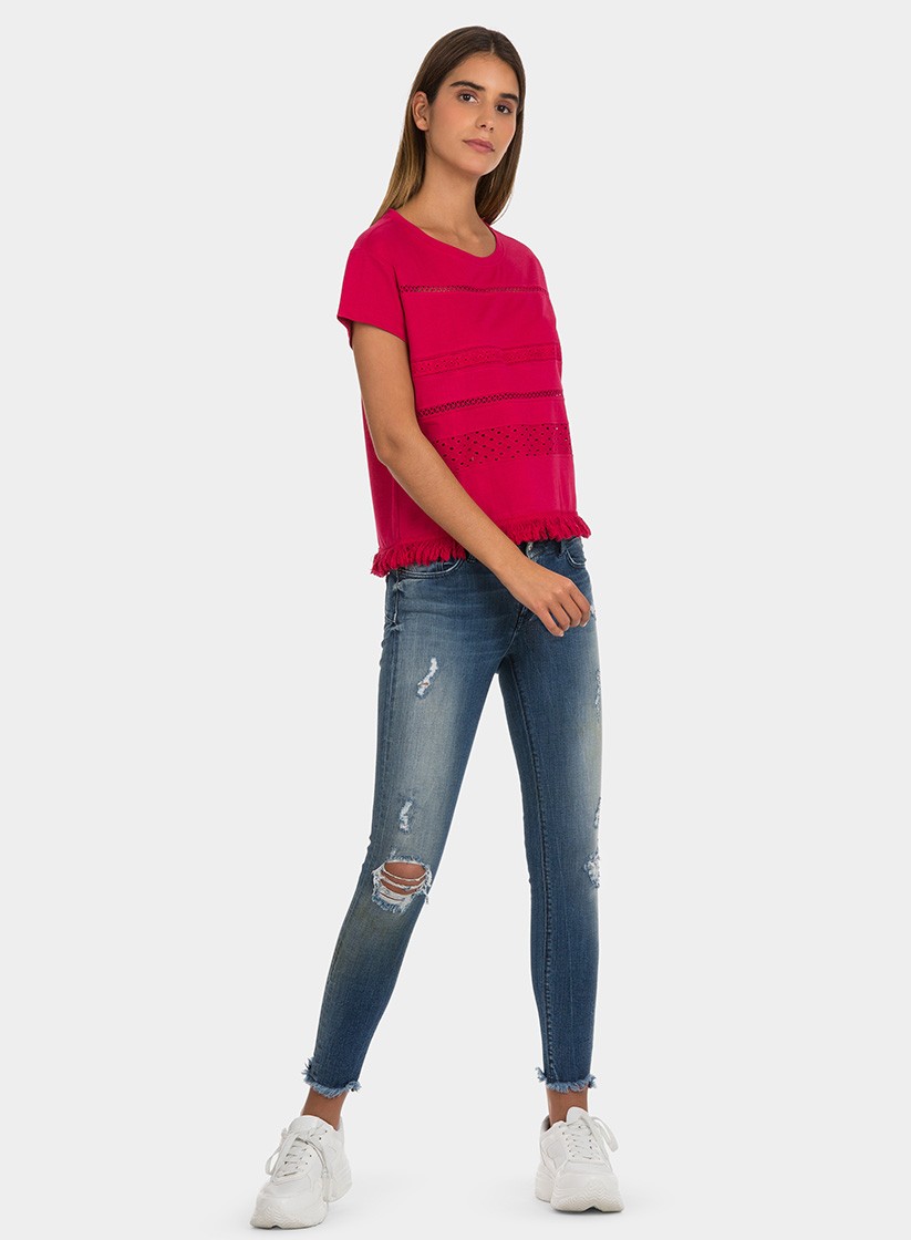 T-shirt com franjas para mulher da Tiffosi