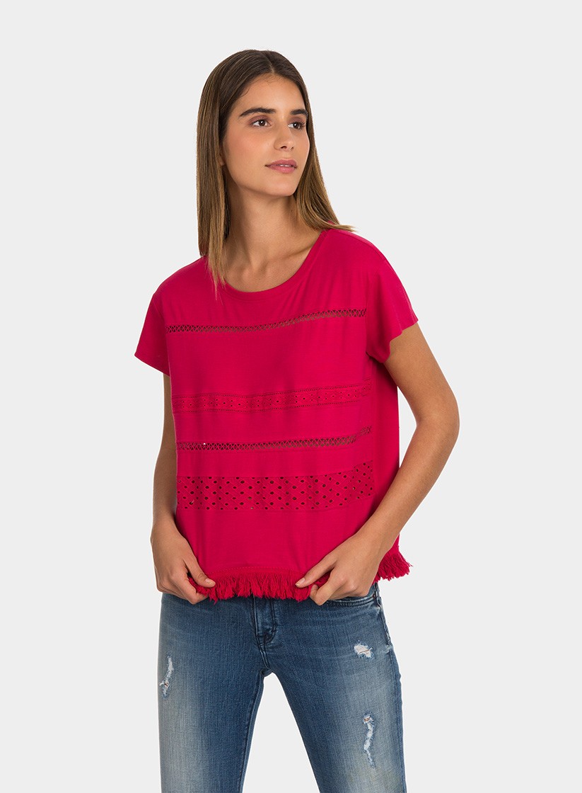T-shirt com franjas para mulher da Tiffosi
