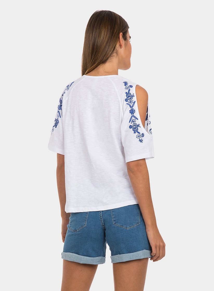 Camisola branca com bordado para mulher da Tiffosi