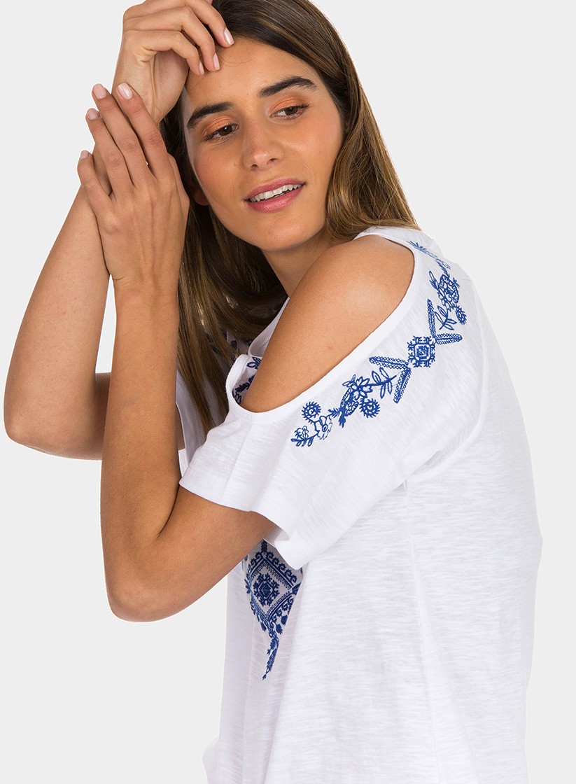 Camisola branca com bordado para mulher da Tiffosi