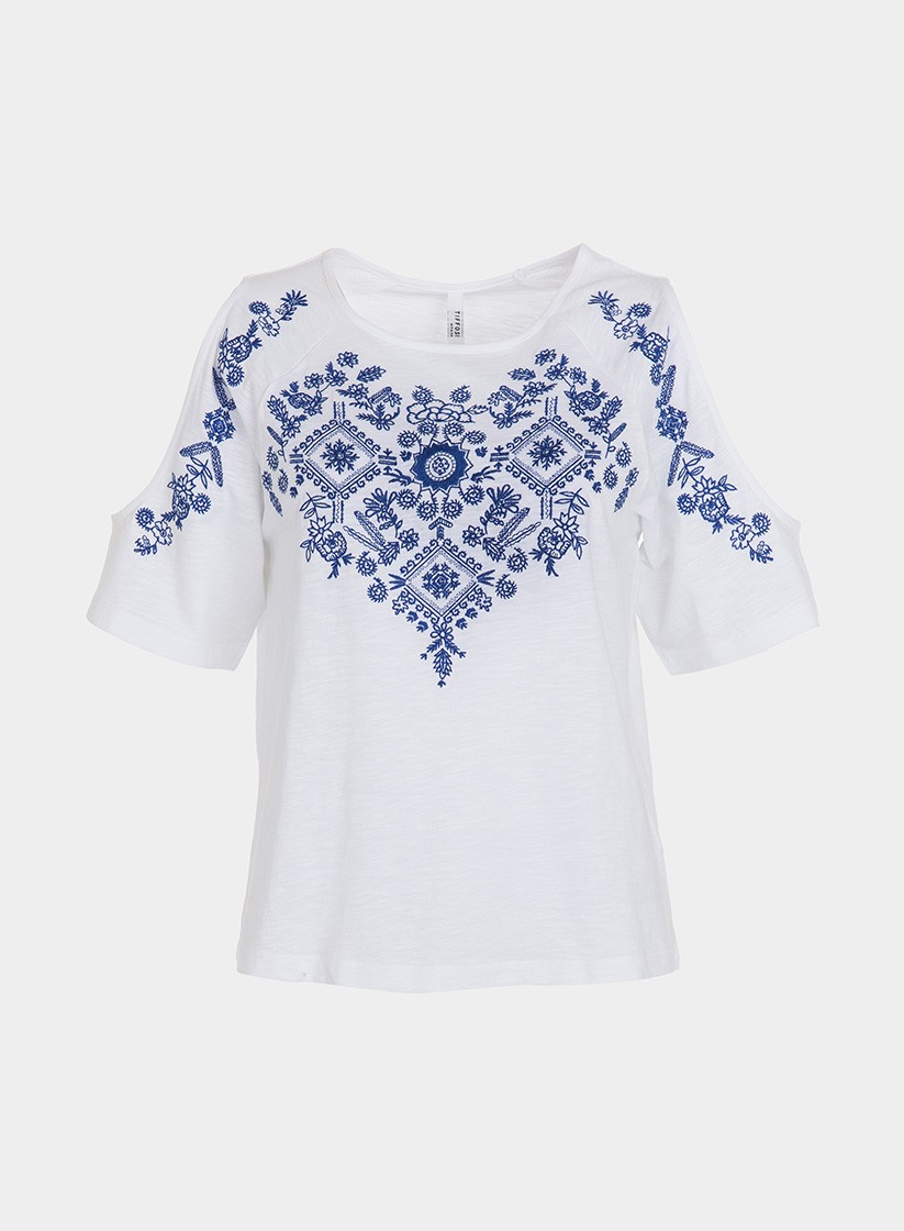 Camisola branca com bordado para mulher da Tiffosi