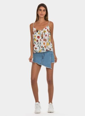 Top plissado com print floral para mulher da Tiffosi