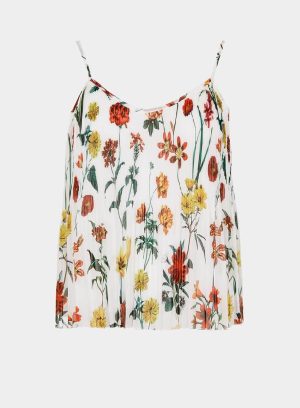 10028107001_TR_2 Top plissado com print floral para mulher da Tiffosi
