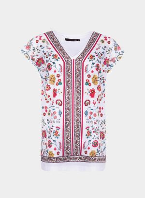 T-shirt estampada com decote em bico para mulher da Tiffosi
