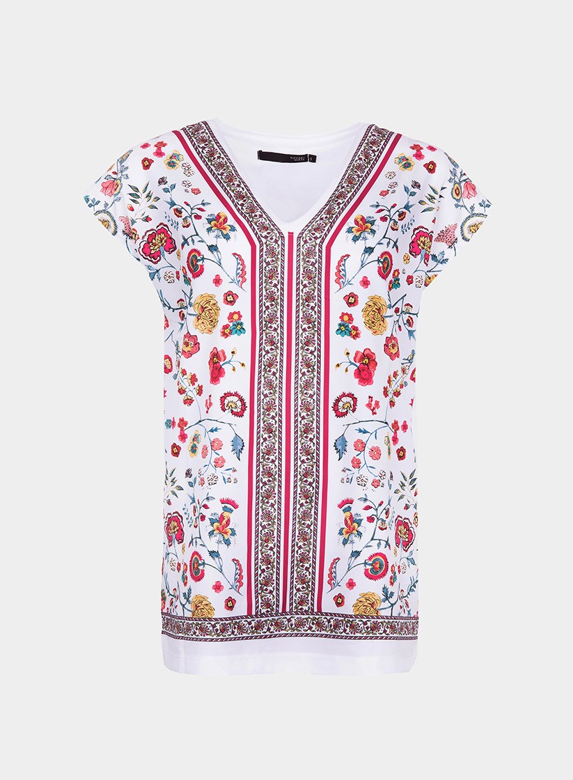 T-shirt estampada com decote em bico para mulher da Tiffosi
